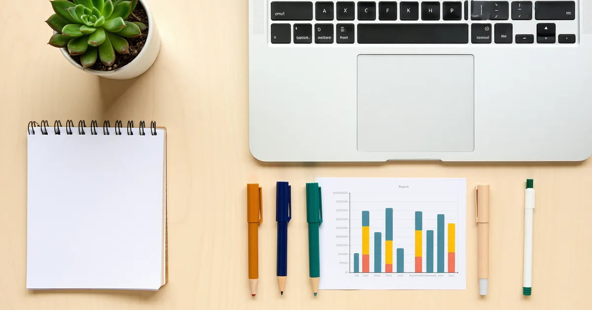Category manager's organized workspace with data reports and planning tools