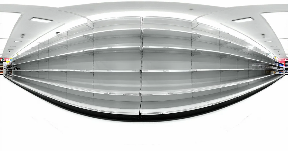 Retail store shelf with product arrangement showing varying stock levels